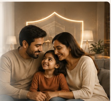 A happy family together in a secure home environment