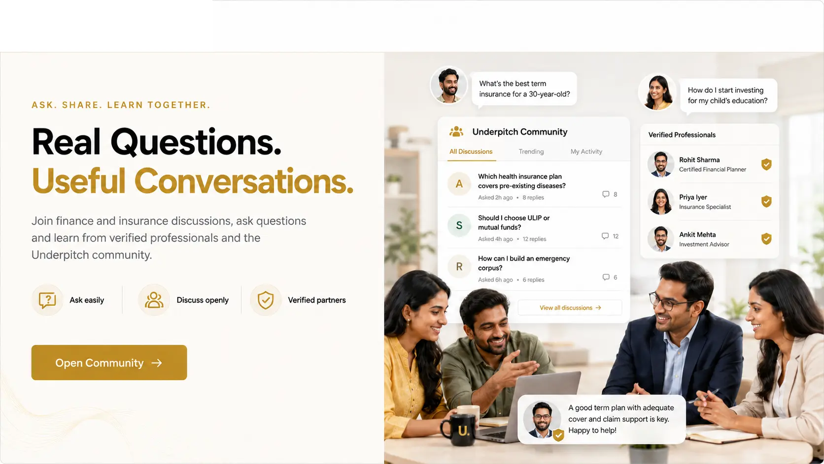 Underpitch Community for finance and insurance questions and discussions
