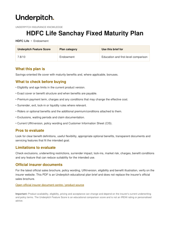 HDFC Life Sanchay Fixed Maturity Plan plan cover