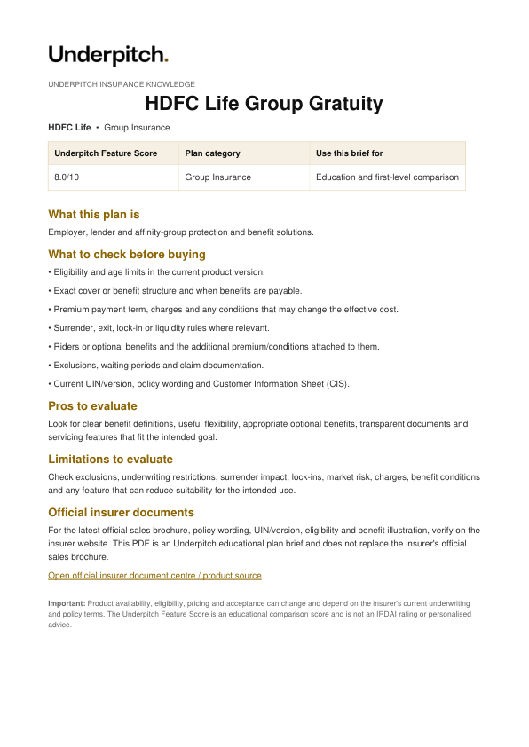 HDFC Life Group Gratuity plan cover