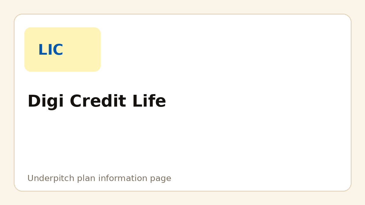 Digi Credit Life plan cover